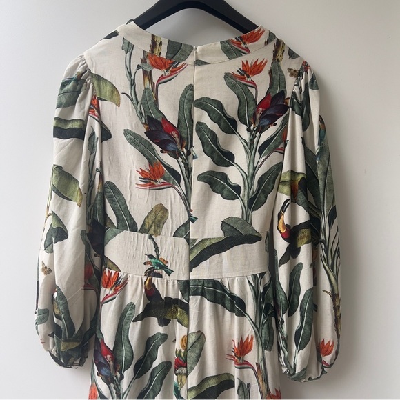 PatBo Hi-Lo Tropical Romper Dress - Size 6 - White and Green - Picture 8 of 14